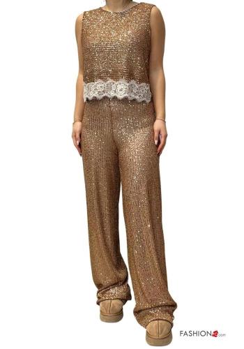 Vestido encaje con brillantes con lentejuelas con forro - ph 2