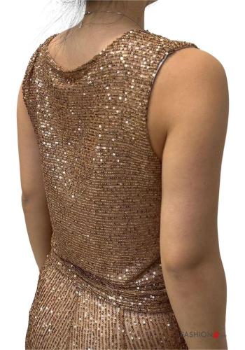 Vestido encaje con brillantes con lentejuelas con forro - ph 4