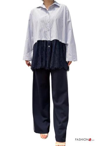 lace trim Cotton Shirt with buttons - ph 2