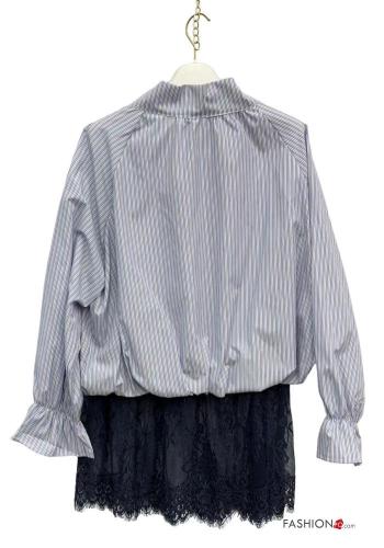 Striped lace trim Cotton Blouse - ph 3
