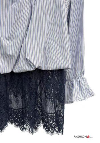 Striped lace trim Cotton Blouse - ph 4