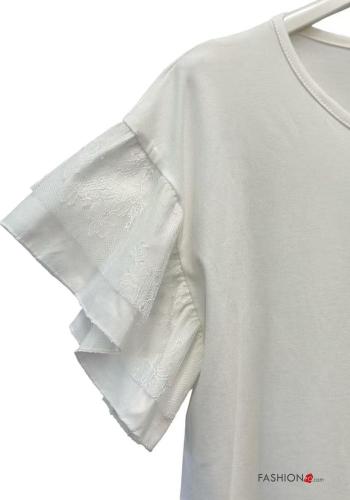 lace trim Cotton T-shirt - ph 4