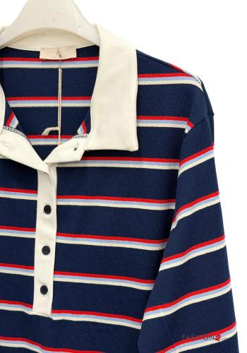 Striped Cotton Polo shirt with buttons - ph 2