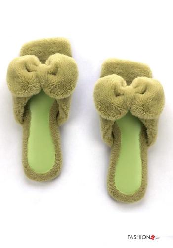 faux fur Slippers with bow - ph 3