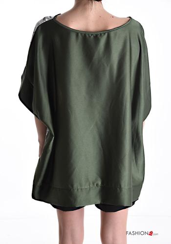 Blusa maniche corte raso oversize Fantasia con foglie - ph 5