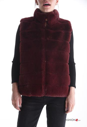 Colete pelo sintético com gola subida com fecho com forro - ph 1