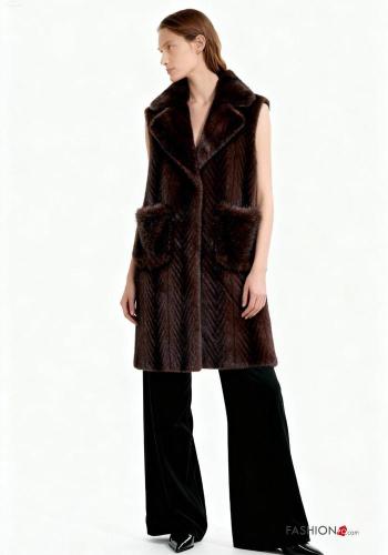 Pelliccia Sintetica senza maniche con tasche