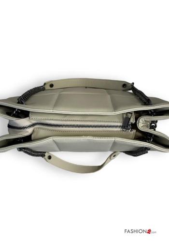 Genuine Leather Shoulder bag with zip with chain - ph 2