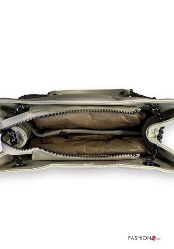 Genuine Leather Shoulder bag with zip with chain - ph 3