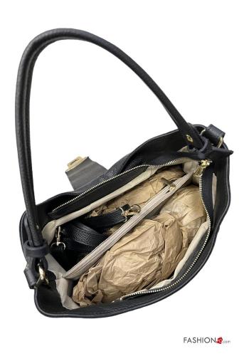 Borsa a spalla in Vera pelle con zip con tracolla - ph 4