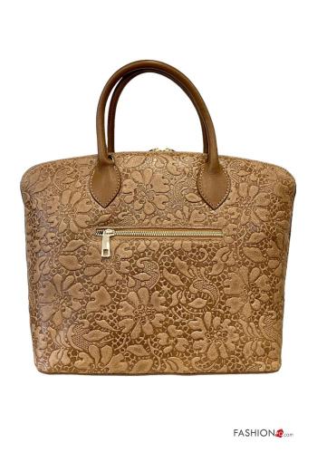 Borsa a mano in Vera pelle Fantasia ricamata con tracolla - ph 3