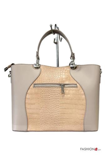 Borsa in Vera pelle con zip con tracolla - ph 3