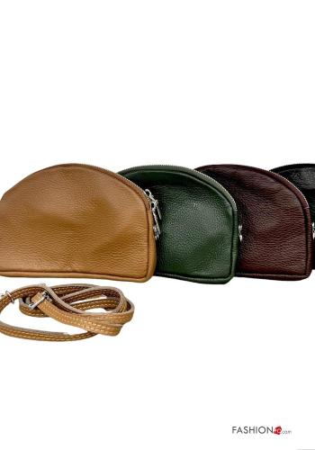 Pochette in Vera pelle con zip con tracolla - ph 2