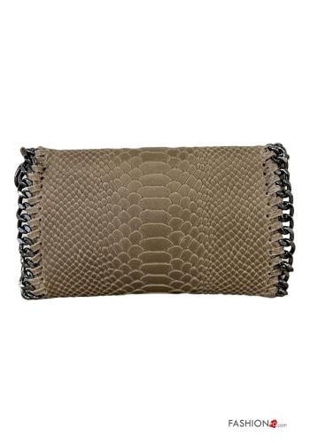 Snake print Genuine Leather Bag with shoulder strap with chain - ph 3