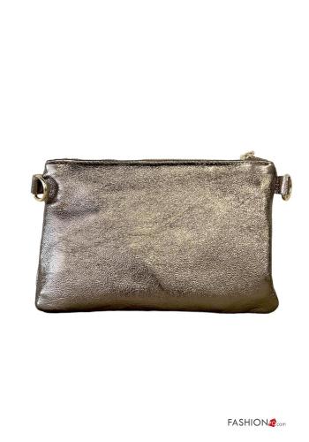 metallic Genuine Leather Purse with shoulder strap - ph 2