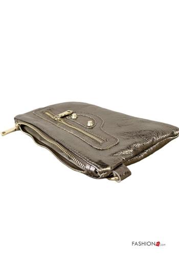 metallic Genuine Leather Purse with shoulder strap - ph 3