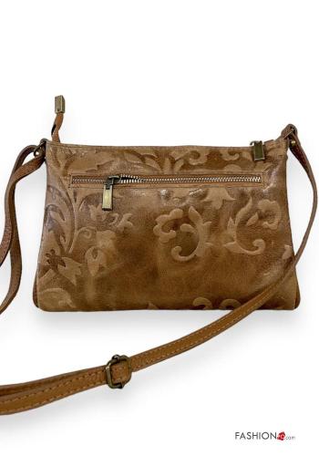 Borsa in Vera pelle Fantasia ricamata con zip con tracolla - ph 2