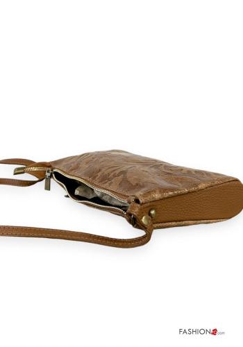 Borsa in Vera pelle Fantasia ricamata con zip con tracolla - ph 3