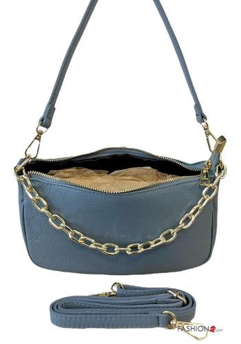 Bolsa de hombro de Cuero Genuino con bandolera con cremallera con cadena - ph 2