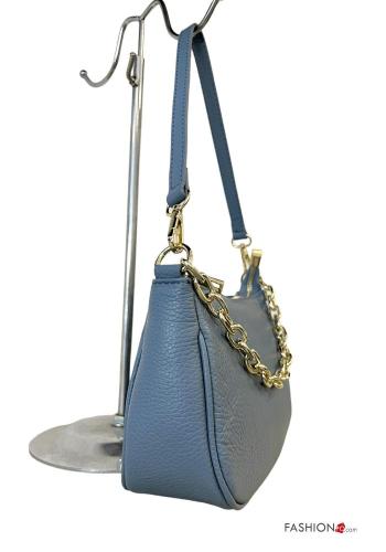 Bolsa de hombro de Cuero Genuino con bandolera con cremallera con cadena - ph 3