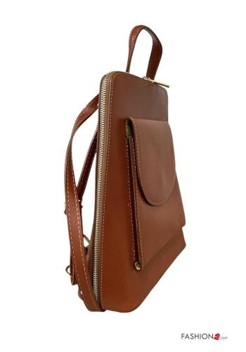 adjustable Genuine Leather Backpack with pockets with zip - ph 2