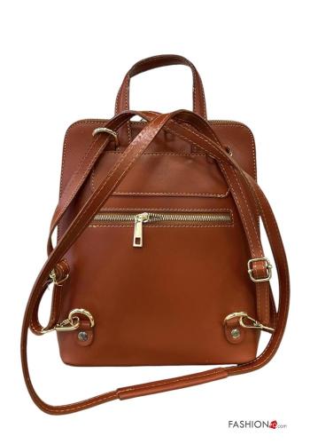 adjustable Genuine Leather Backpack with pockets with zip - ph 3