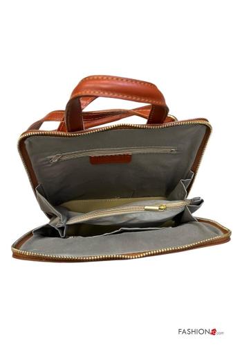 adjustable Genuine Leather Backpack with pockets with zip - ph 4