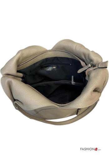 Genuine Leather Shoulder bag with pockets with zip - ph 4