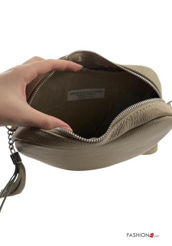Borsa in Vera pelle con zip con tracolla - ph 2