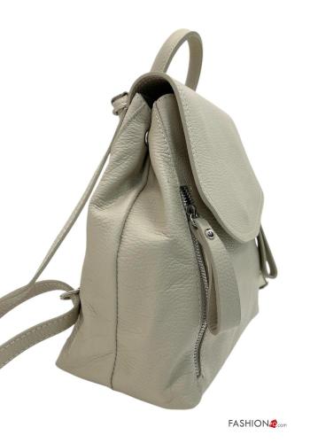 Zaino in Vera pelle con tasche con zip - ph 2