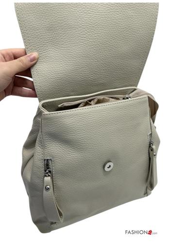 Zaino in Vera pelle con tasche con zip - ph 4