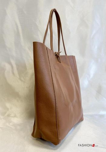 Mala de ombro em Couro Genuíno com bolsos com fecho - ph 2