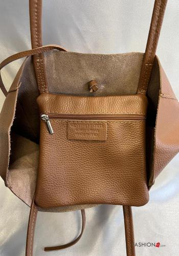 Mala de ombro em Couro Genuíno com bolsos com fecho - ph 4