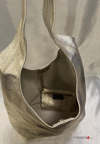 metallisiert Schultertaschen aus Echtes Leder mit Portmonnaie - ph 4