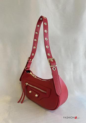 adjustable with buckle Genuine Leather Bag with zip with shoulder strap - ph 2