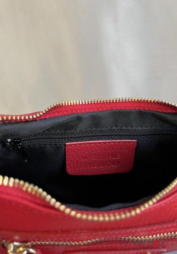 adjustable with buckle Genuine Leather Bag with zip with shoulder strap - ph 5