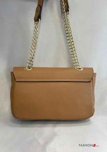 Bolsa de hombro de Cuero Genuino con perlas con cadena - ph 3