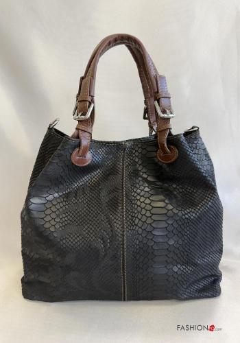 Mala de mão em Couro Genuíno Padrão cobra com alça - ph 3