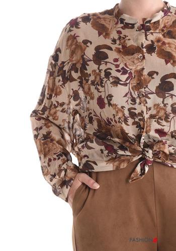 Camicia in Misto Lana maniche lunghe Fantasia floreale con bottoni - ph 3