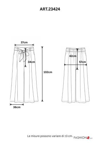 denim high waist Trousers with belt with bow with pockets - ph 4