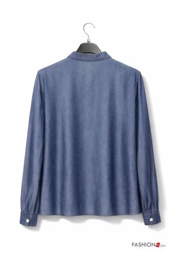 Camisa tela vaquera con lazo con cuello en v - ph 3