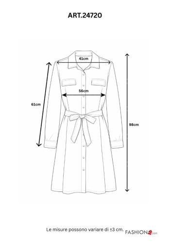 Abito in Cotone con cintura con bottoni - ph 5