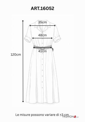 Vestido de Algodón con bolsillos con cinturón bordado inglés - ph 3