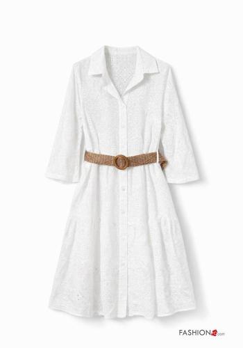 Vestido de Algodón con cinturón bordado inglés - ph 2