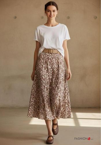 Gonna vita alta Fantasia animalier con cintura - ph 1