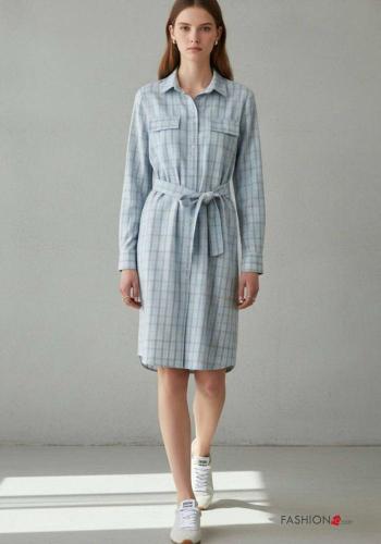 Vestido de Algodón con cinturón con botones - ph 1