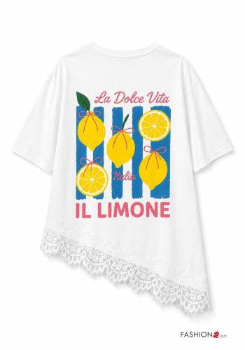 lace trim Cotton T-shirt - ph 4