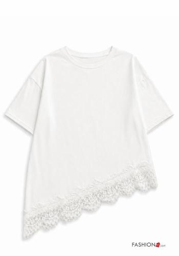 lace trim Cotton T-shirt - ph 2