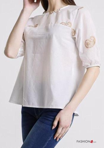 Blouse en Coton manches courtes à broderie - ph 4