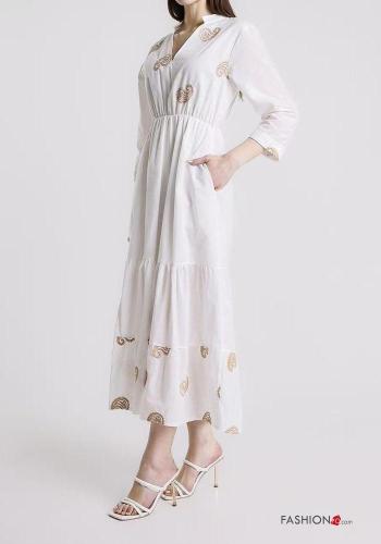 Robe en Coton à broderie manches à trois-quarts - ph 2